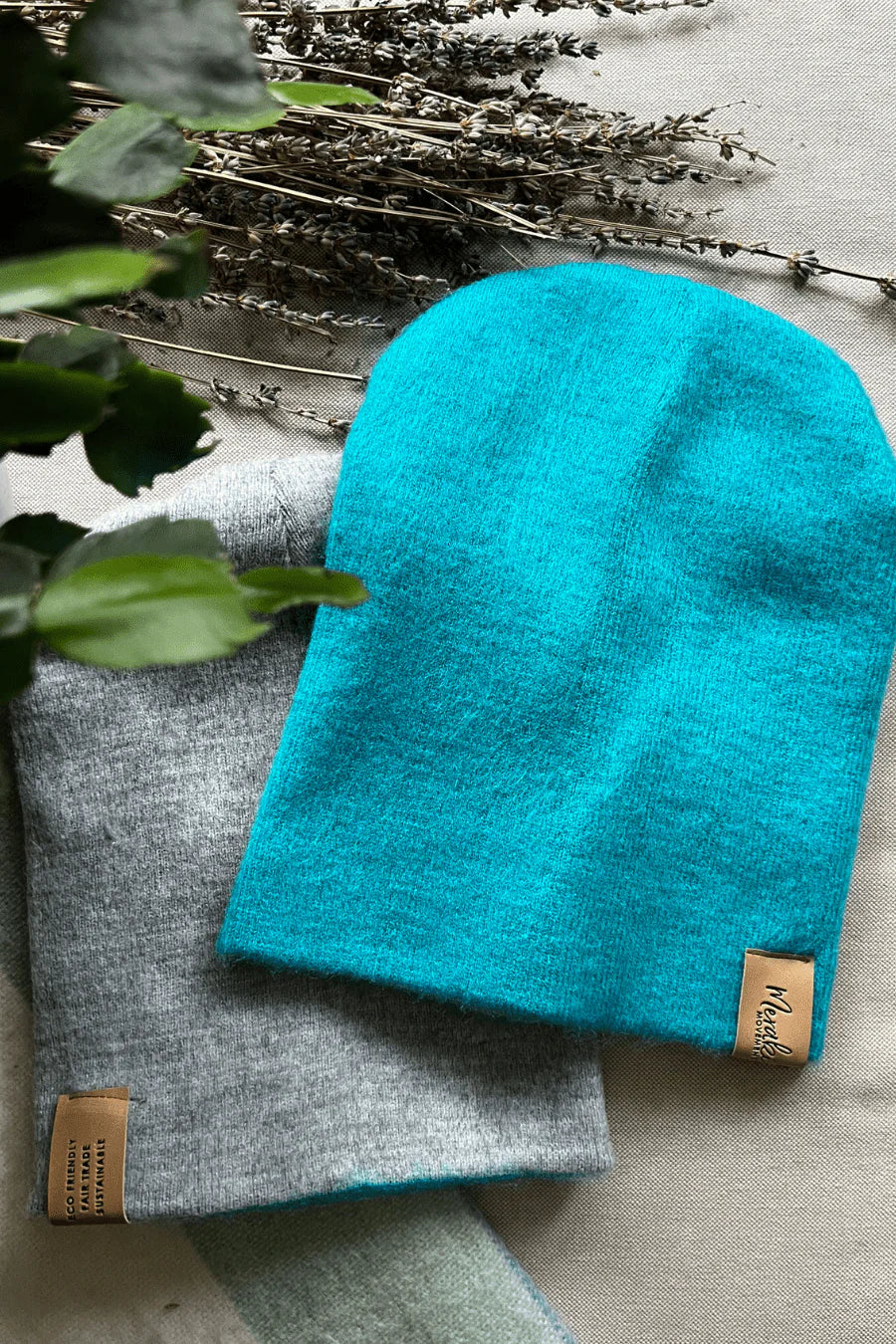 GREY & TEAL REVERSIBLE ALPACA BEANIE