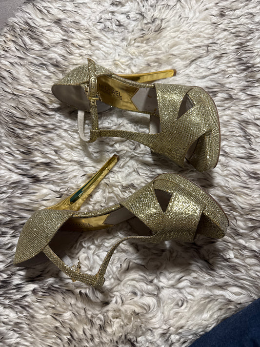 Diana T-Strap, Gold Glitter Platform Sandals - Michael Kors