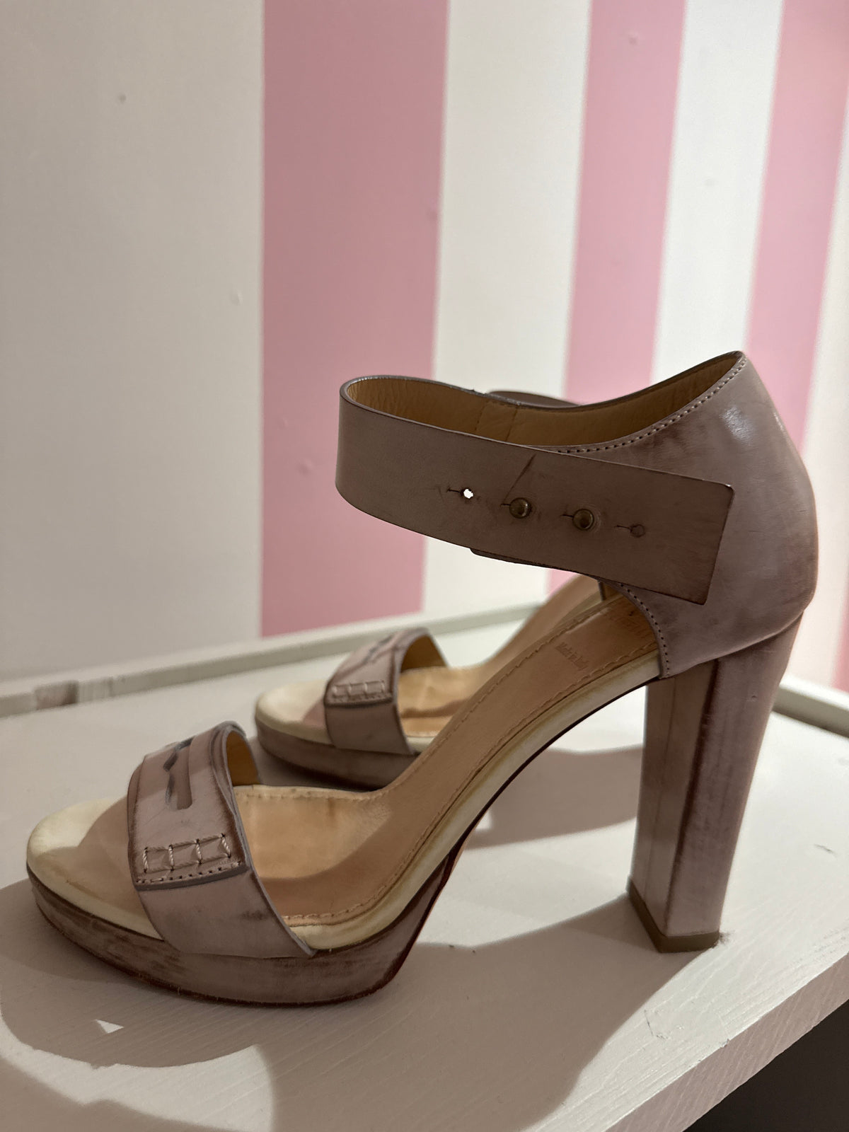 Brunello Cucinelli Distressed Leather Penny Heels