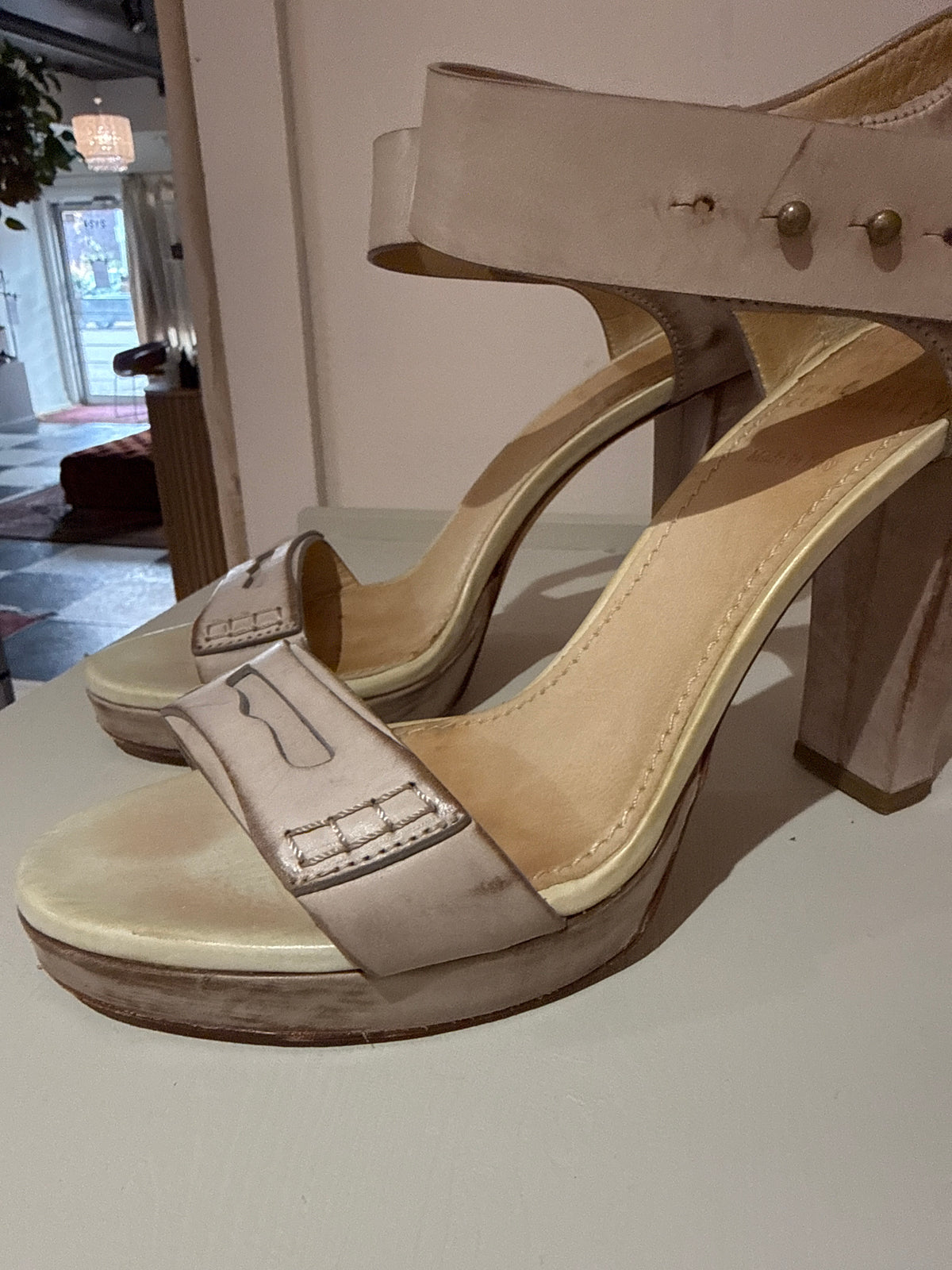 Brunello Cucinelli Distressed Leather Penny Heels