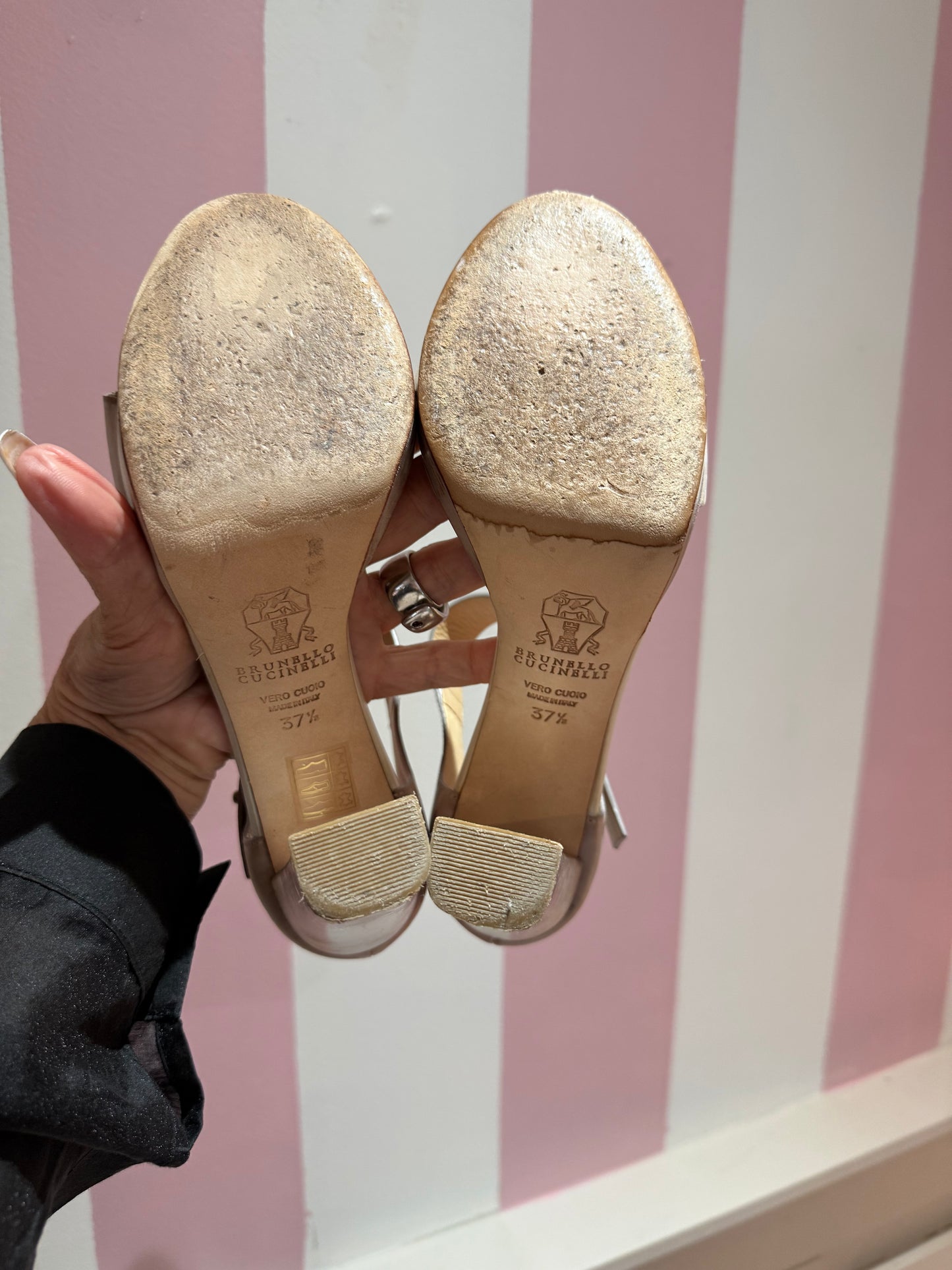 Brunello Cucinelli Distressed Leather Penny Heels