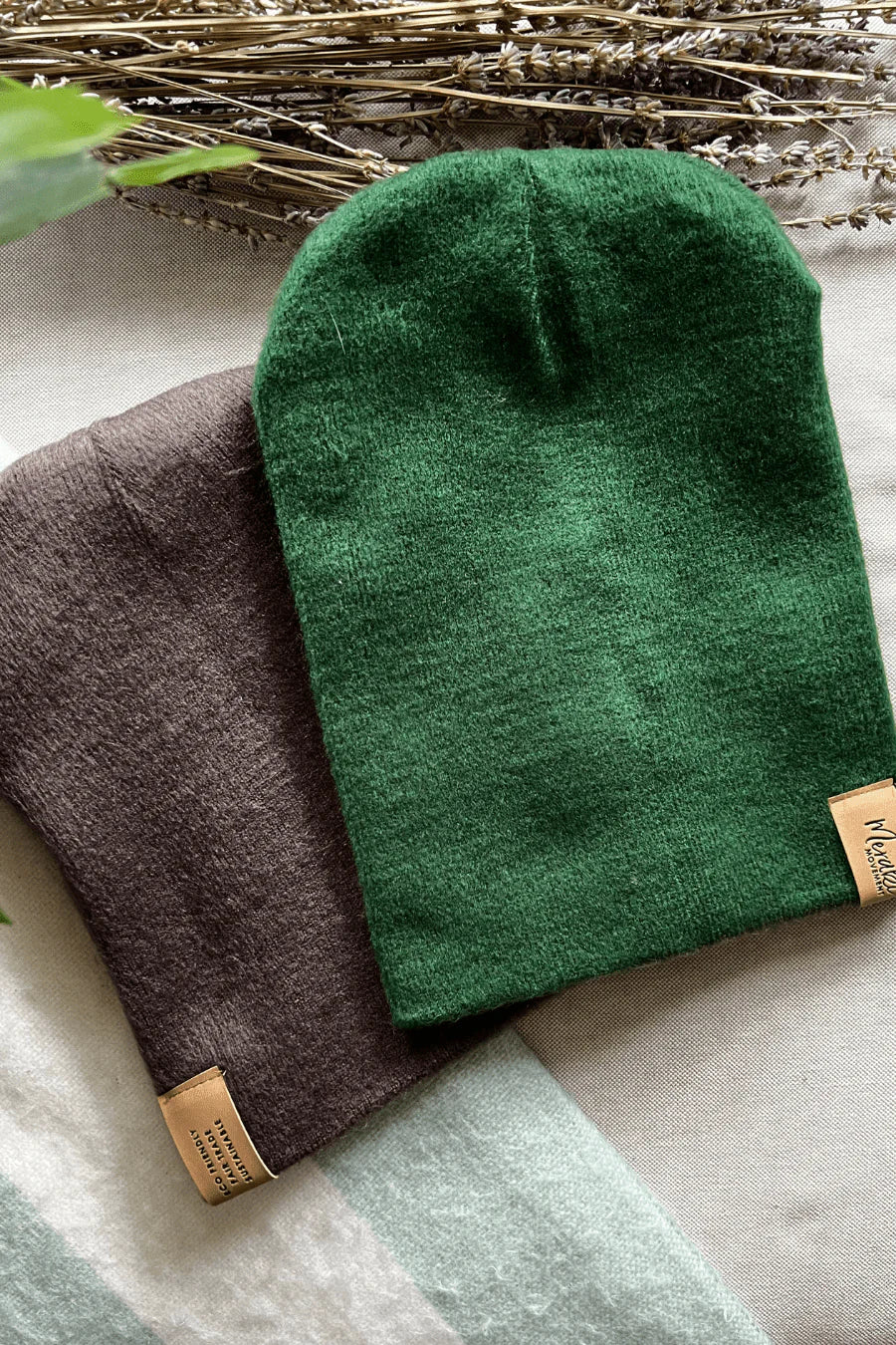 FOREST GREEN & GREY REVERSIBLE ALPACA BEANIE