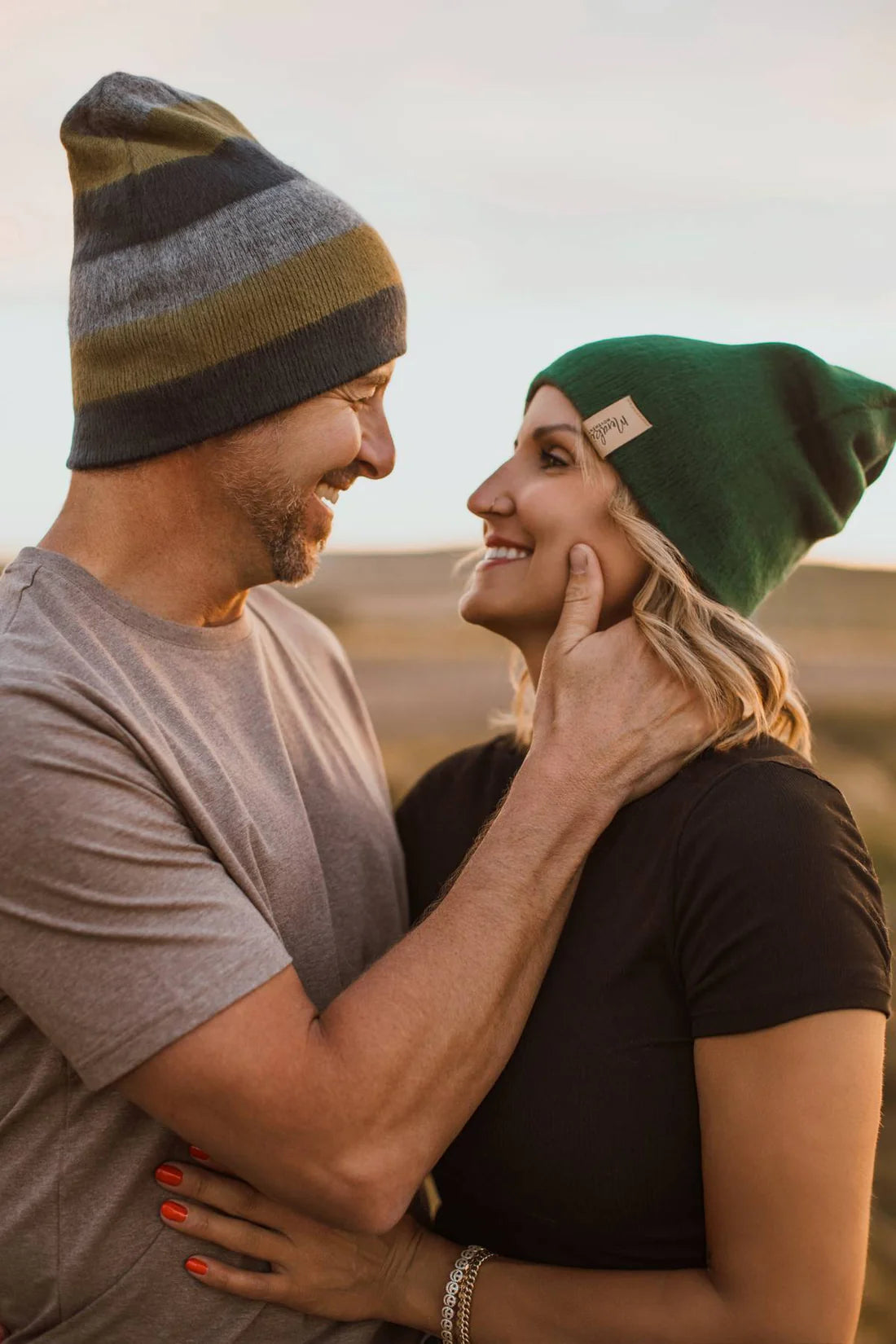 FOREST GREEN & GREY REVERSIBLE ALPACA BEANIE