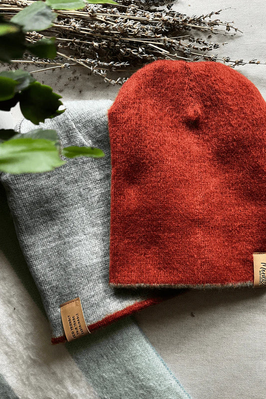RUST & GREY REVERSIBLE ALPACA BEANIE