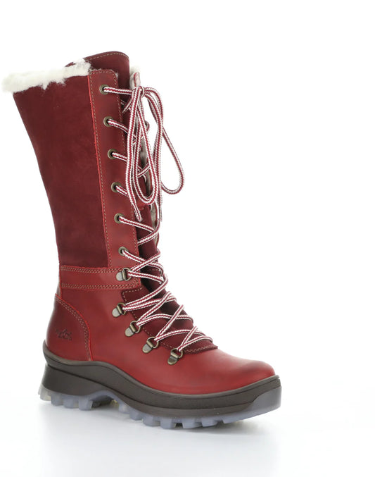DELL RED ROUND TOE BOOTS