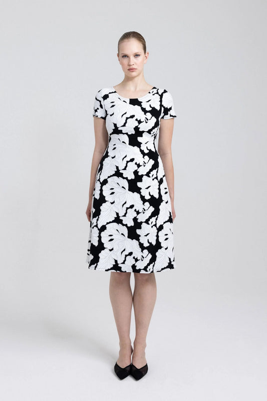 NOVA - Floral Jacquard Dress, Black & White
